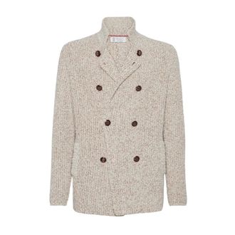Brunello Cucinelli Blazers, male, Beige, M, Beige Wool Cashmere Jacket
