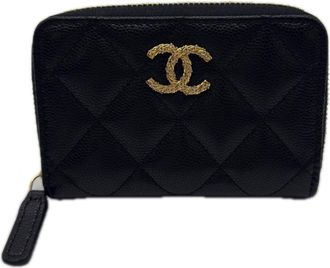 Chanel Matelasse Black Grained Calfskin Coin Purse/Coin Case (Pre-Owned)