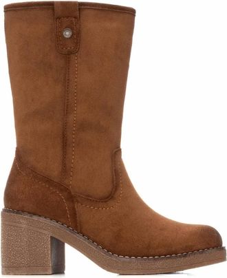 Refresh Womens Suede Block Heel Boots In Camel