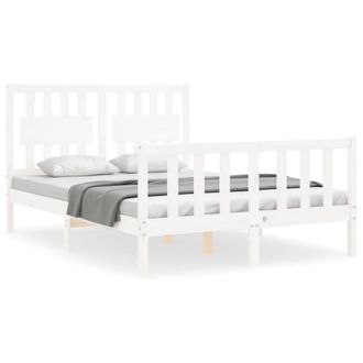 Berkfield Home Bed Frame with Headboard White 140x190 cm Solid Wood