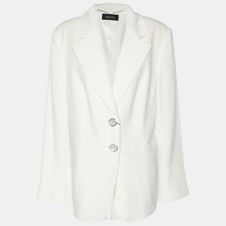 Elena Miro White Satin Single Breasted Blazer