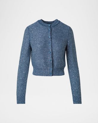 Akris Knit Sequin Button-Front Cardigan