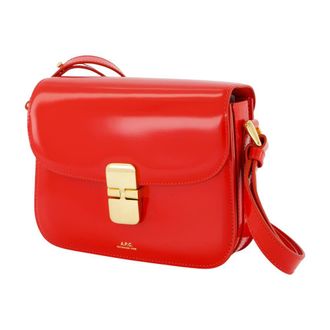 A.P.C. Womens Grace Shoulder Bag Red Calfskin