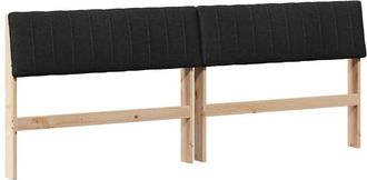 vidaXL Upholstered Headboard Black 200 cm Solid Pine Wood vidaXL