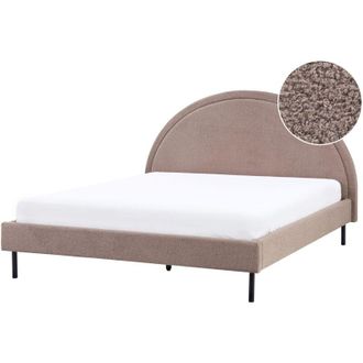 Beliani Beliani - Letto matrimoniale in poliestere boucl&egrave; tortora imbottito con base a doghe e testiera rotonda 160 x 200 cm Margut