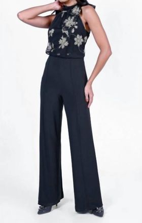 Frank Lyman Design Floral Brocade Jumpsuit - 229012 In Black