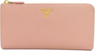 Prada Saffiano Pink Saffiano Triangle Long Wallet (Bi-Fold) (Pre-Owned)