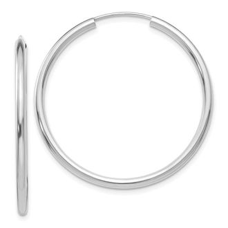 Diamond2Deal 10k White Gold Round Endless Hoop Earrings 1.65g