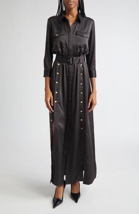 L'agence Uriah Button Belted Maxi Shirtdress in Black at Nordstrom Rack, Size Xx-Small