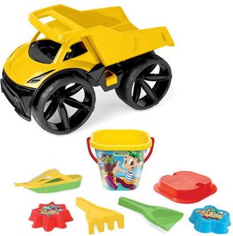 OEM Cami&oacute;n Volquete Amarillo Maximus + Kit De Arena De 7 Piezas 64032