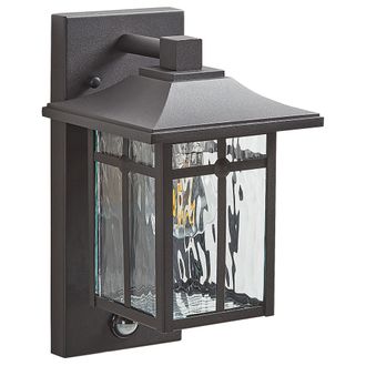 Beliani L&aacute;mpara De Pared De Metal Negro 30 Cm Vidrio Aplique Sensor Movimiento Exterior Teviot