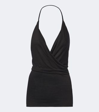 Rick Owens Top drapeado en mezcla de lana y seda