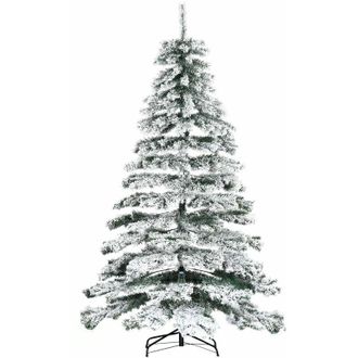 HOMCOM Rbol De Navidad 225 Cm Nevado Artificial Con 1083 Puntas De Pl&aacute;stico Base Plegable Y Soporte De Metal Decoraci&oacute;n Navide&ntilde;o Para Interiores 140x140x225 