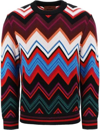 Missoni Round-neck Knitwear, male, Multicolor, Size: L Multicolored Chevron Sweater