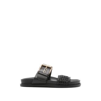 AGL Sliders, female, Black, Size: 7 1/2 US Cristina Crochet Sandals