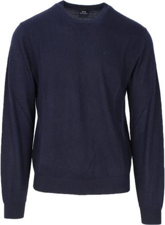 A|X Armani Exchange Pullover Sweater - Heren - Ronde hals truien - Blauw - 2XL - Katoen - Truien & Vesten