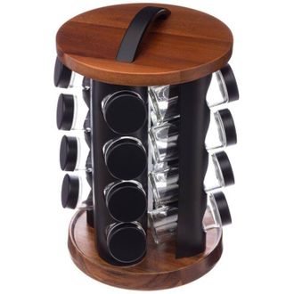 5five Simply Smart 5five Simply Smart - Soporte Giratorio De Acacia Para 16 Tarros De Especias - 5five
