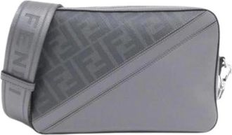 Fendi Pre-owned Cross Body Bags, female, Gray, Size: ONE SIZE Pre-owned Vintage Canvas Shoulder Bag
