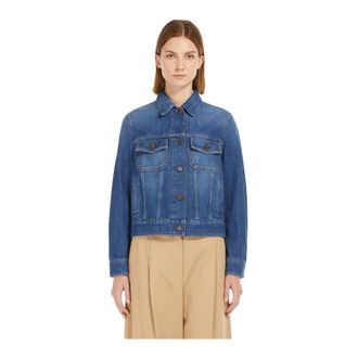 Max Mara Jassen, Dames, Blauw, XL, Katoen, Elegante Caduca Jas