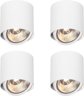 QAZQA Qazqa Juego De 4 Focos De Superficie De Dise&ntilde;o Blancos Gu10 111mm