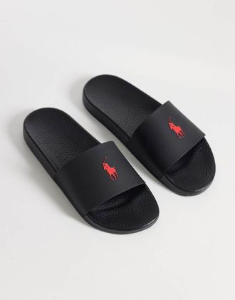 Polo Ralph Lauren Sliders da mare nere-Nero