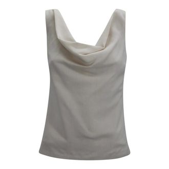 Brunello Cucinelli Brunello Cucinelli, Sleeveless Tops, female, Beige, Size: XS Draped Neck Tank