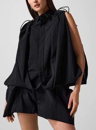 sacai Womens Drawcord draped pure wool blouse