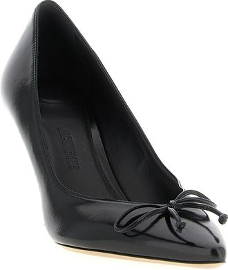 Jacquemus Womens Pointed Toe With Bow Detail Pump Black Cow Leather