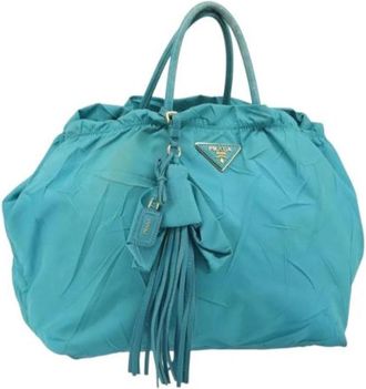 Prada Pre-owned Nylon Bucket Bag - Dames - Vintage Tas - Blauw - ONE Size - Nylon - Vintage