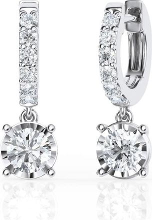 Grown Brilliance 1 Carat Lab Grown Diamond Dangle Drop Huggie Hoop Earrings