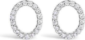 House of Brilliance 10K Gold 1/10 Cttw Diamond Initial A to Z Stud Earring in White Gold | O at Nordstrom