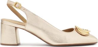 Kazar Gouden pumps met open hiel en metalen versiering op de neus - Dames - Pumps - Geel - 37 EU - Leer - Schoenen
