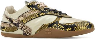 Miu Miu Womens Multicolor Fabric And Leather Sneakers Avorio+giallo