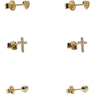 Argento Vivo Set of 3 Stud Earrings in Gold at Nordstrom Rack