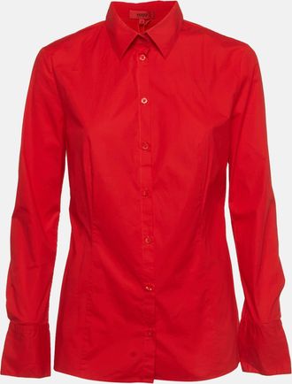 HUGO BOSS Red Cotton Long Sleeve Shirt