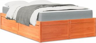 vidaXL Vidaxl - Cama Con Colch&oacute;n Madera Maciza De Pino Marr&oacute;n Cera 120x200 Cm