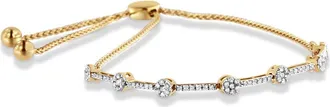 House of Brilliance 14K Gold Plated Sterling Silver 1/3 Cttw Diamond Slider Link Bolo Bracelet
