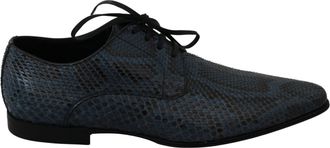 Dolce & Gabbana Blauwe Pythonleren Slangenhuid Dresschoenen