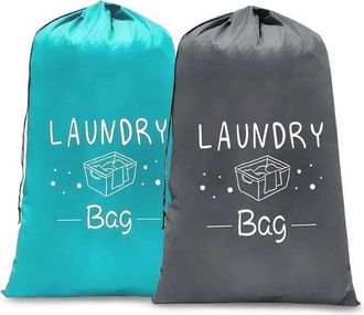 No Brand 2 Bolsas Grandes Para La Ropa Sucia (120 L), Plegables, Con Cord&oacute;n Ajustable, Ideales Para Viajes, Ba&ntilde;o, Dormitorio O Habitaci&oacute;n De Estudiante (61 X 9