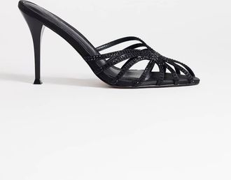 Topshop sandali con tacco Azelia con gemme in raso nero