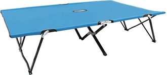 vidaXL Two Person Folding Sun Lounger Blue Steel vidaXL