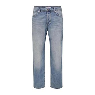 Only & Sons Jeans met rits- en knoopsluiting en zakken - Heren - Regular Fit Jeans - Blauw - W34 L32 - Katoen - Jeans