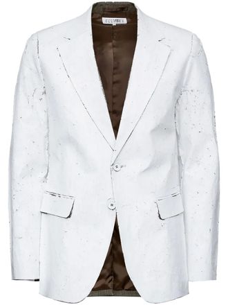 Maison Margiela coated-finish blazer - men - Polyester/Virgin Wool/Spandex/Elastane - 52 - White
