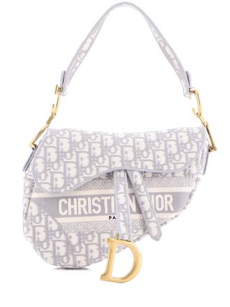 Dior Saddle Handbag Logo Embroidered Oblique Canvas Medium shoulder bag - Grijs