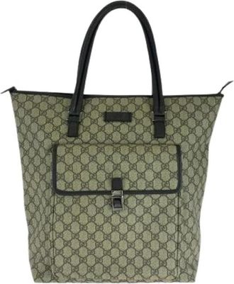 Gucci Pre-owned Tote Bags, female, Beige, Size: ONE SIZE Pre-owned GG Supreme Canvas Tote Bag