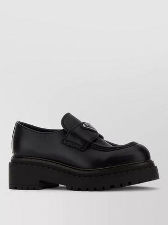 Prada leather loafers round toe chunky sole