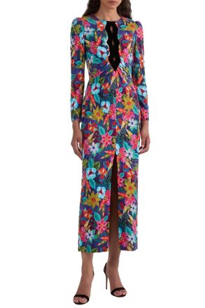 Saloni Feminine Front Slit Jinx Dress In Stellate/black