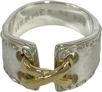 Herm&egrave;s Gold Silver Yellow Gold (18K) Silver 925 Band Ring (Pre-Owned)