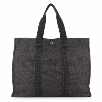 Herm&egrave;s Gray Canvas Handbag Tote Bag (Pre-Owned)