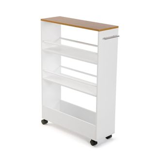 VERSA Carro de cocina con 3 estantes en aglomerado efecto madera blanco